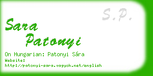 sara patonyi business card